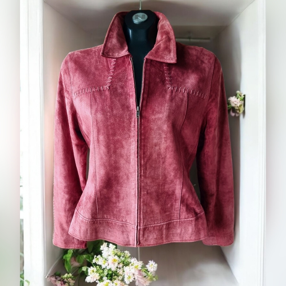 Skott's Washable Suede Western Lined  Jacket - Raspberry